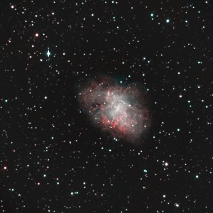 La nébuleuse du Crabe, vestige d’une supernova qui a explosé en l’an 1054 - Observatoire de Höfingen, Allemagne - champ de l’image 16 minutes d’arc. Charles Lemaire 2008